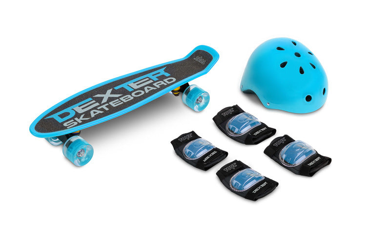 Скейтборд Dexter Blue + Каска И Протектори Caretero Toyz