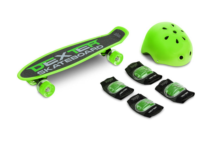 Скейтборд Dexter Green + Каска И Протектори Caretero Toyz