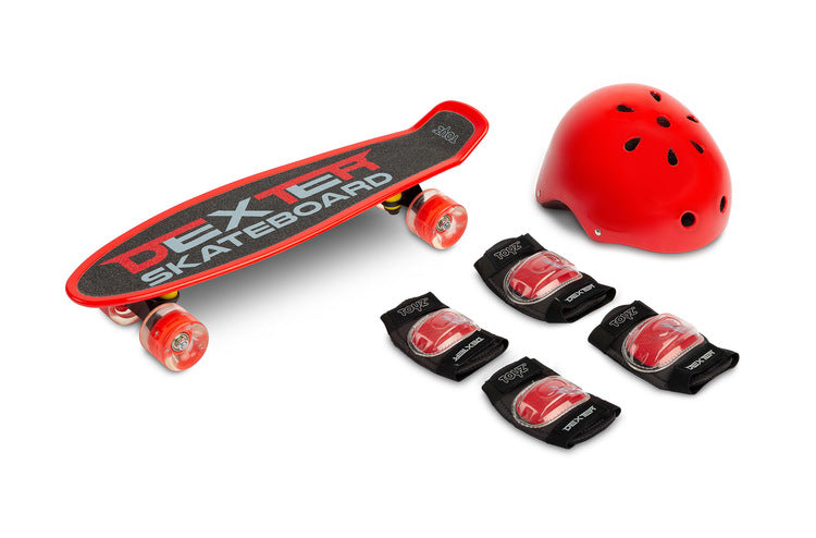 Скейтборд Dexter Red + Каска И Протектори Caretero Toyz