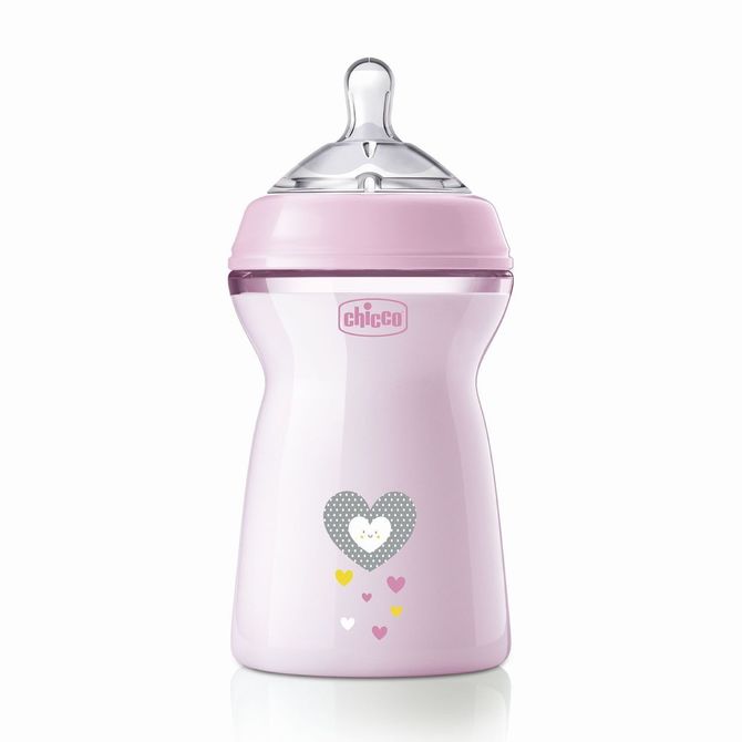 Шише Chicco - Natural Feeling 6+ 330 Мл Момиче - Шишета За Хранене - Chicco - BebeMama