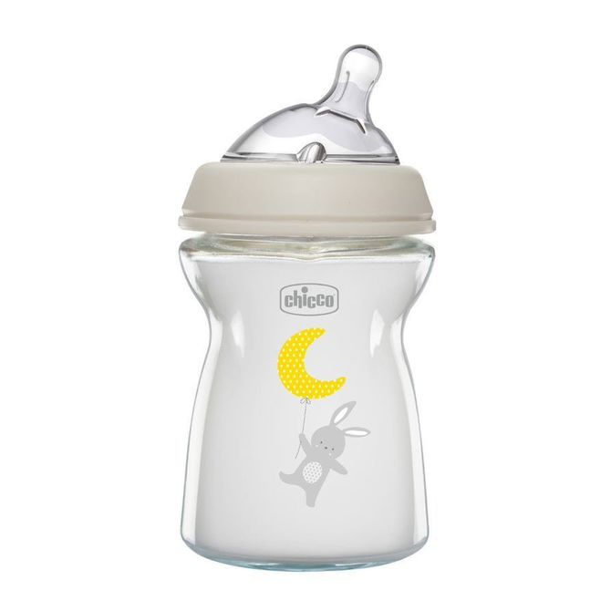 Стъклено Шише Chicco Natural Feeling С Биберон 0 М+ 250 Мл - Шишета За Хранене - Chicco - BebeMama