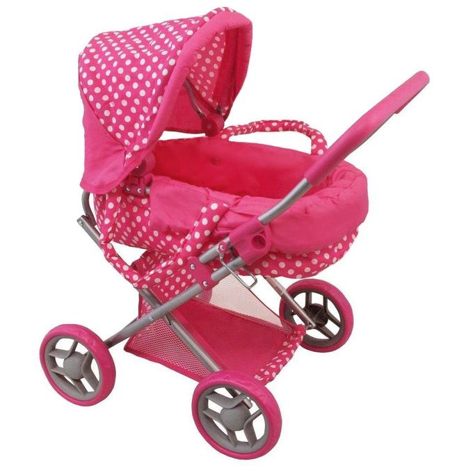 Дълбока Количка За Кукли - Розови Точки - Кукли И Аксесоари - Baby Mix - BebeMama