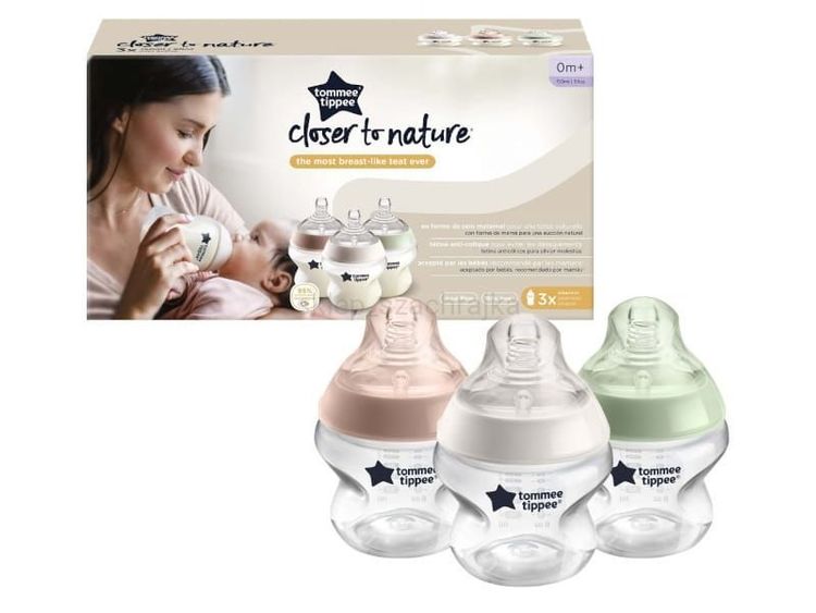 Комплект Шишета За Хранене 3 X 150 Мл Цветен 0+ - Шишета За Хранене - Tommee Tippee - BebeMama