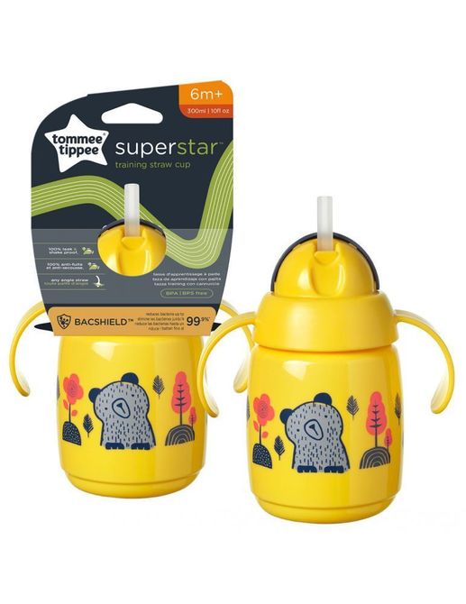 Чаша Superstar Със Сламка 300 Мл 6+ Жълта - Чаши - Tommee Tippee - BebeMama