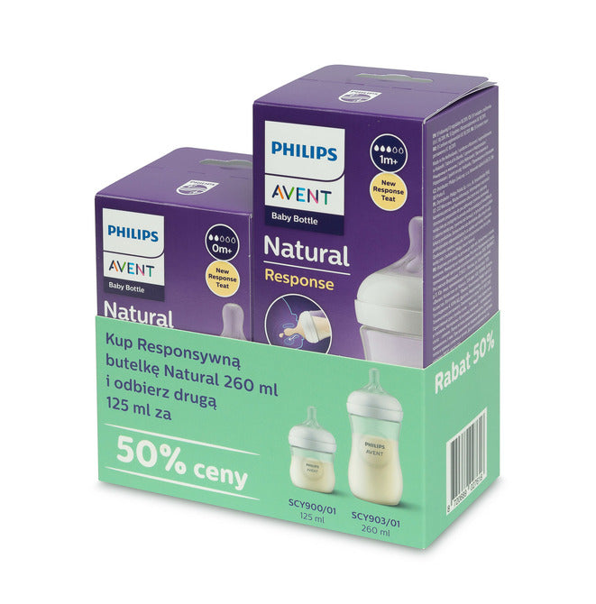 Комплект Бутилка 260Ml + Бутилка 125Ml Responsive Natural - Шишета За Хранене - Philips Avent - BebeMama