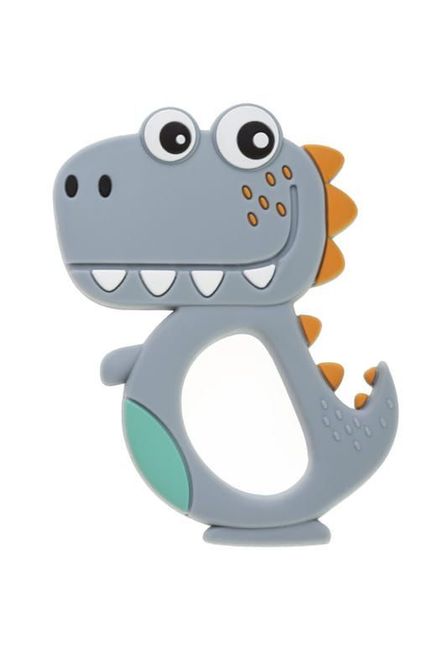 Дино Гризалка Силиконов Сива - Чесалки И Гризалки - BebeMama - BebeMama