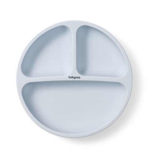Farfurie din silicon cu 3 compartimente roz
