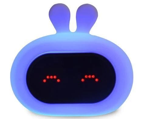 Lampă de noapte și ceas deșteptător din silicon Iepure Gio-135