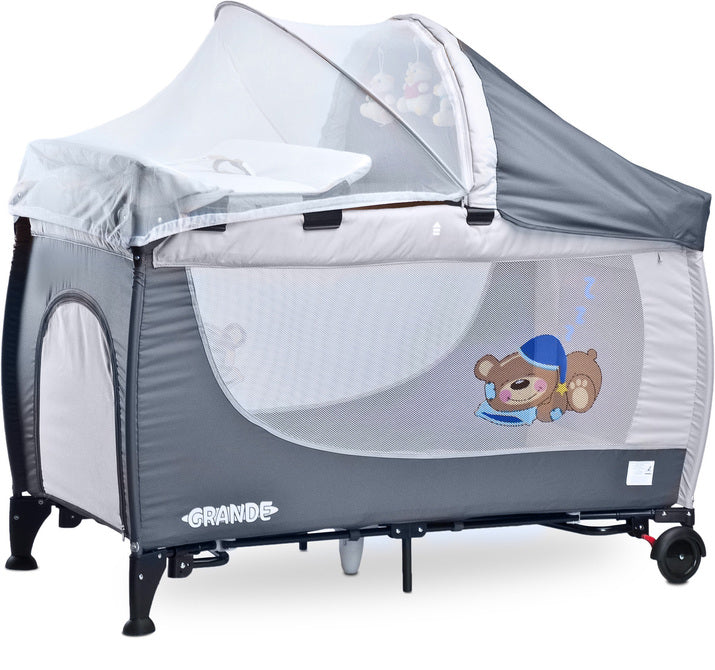 Кошара За Пътуване Grande 2016 Grey Caretero - Сгъваеми Кошари 2 Нива - Caretero - BebeMama