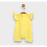 Salopetă de ploaie pentru bebeluși cu imprimeu fluture și flori, cu mâneci scurte, 56-80 cm, galbenă