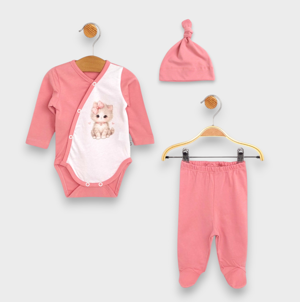 Бебешки Комплект 3 Части 56 68 См. Hello Little One Пудра Rainy