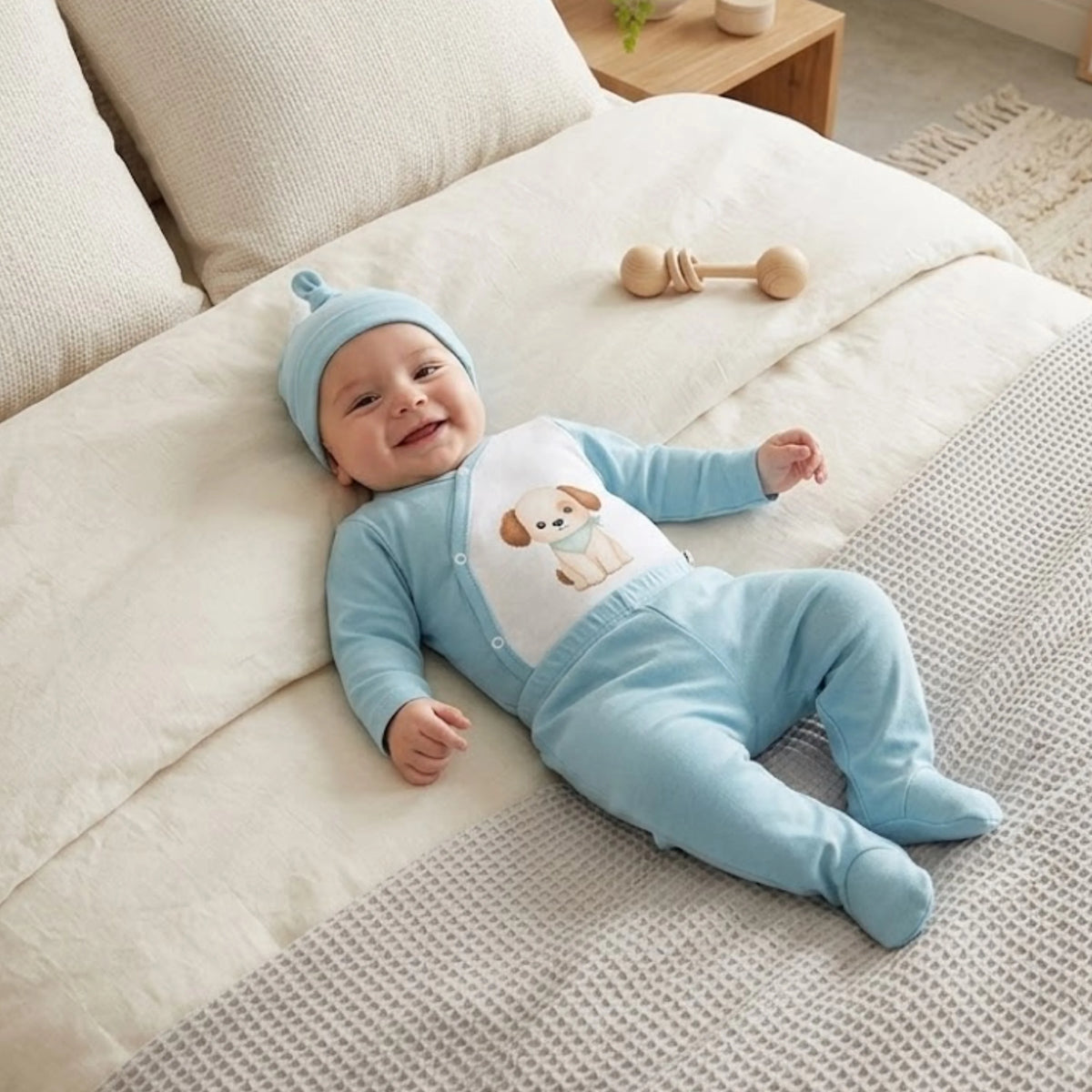 Бебешки Комплект 3 Части 56 68 См. Hello Little One Небе Rainy