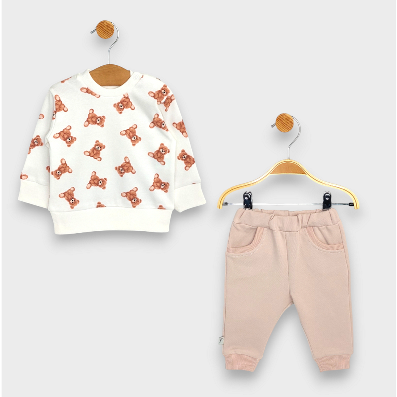 Бебешки Комплект От 2 Части Мече 62 92 См. Крем Rainy