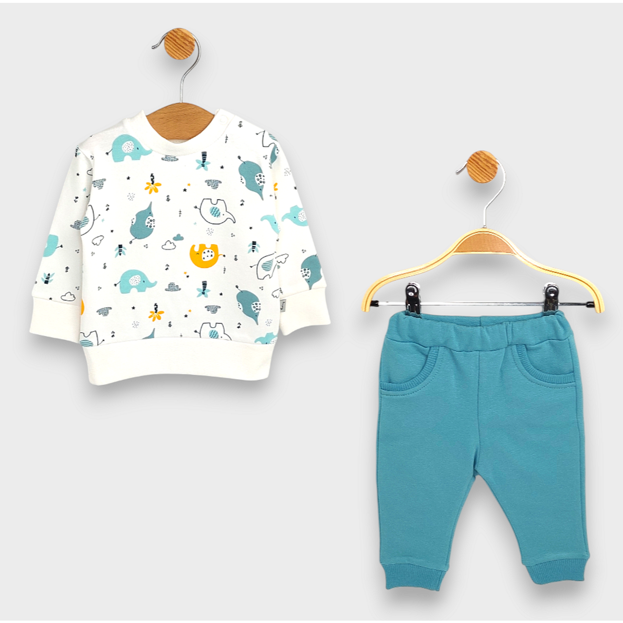 Бебешки Комплект От 2 Части Шарени Слончета 62 92 См. Бор Rainy