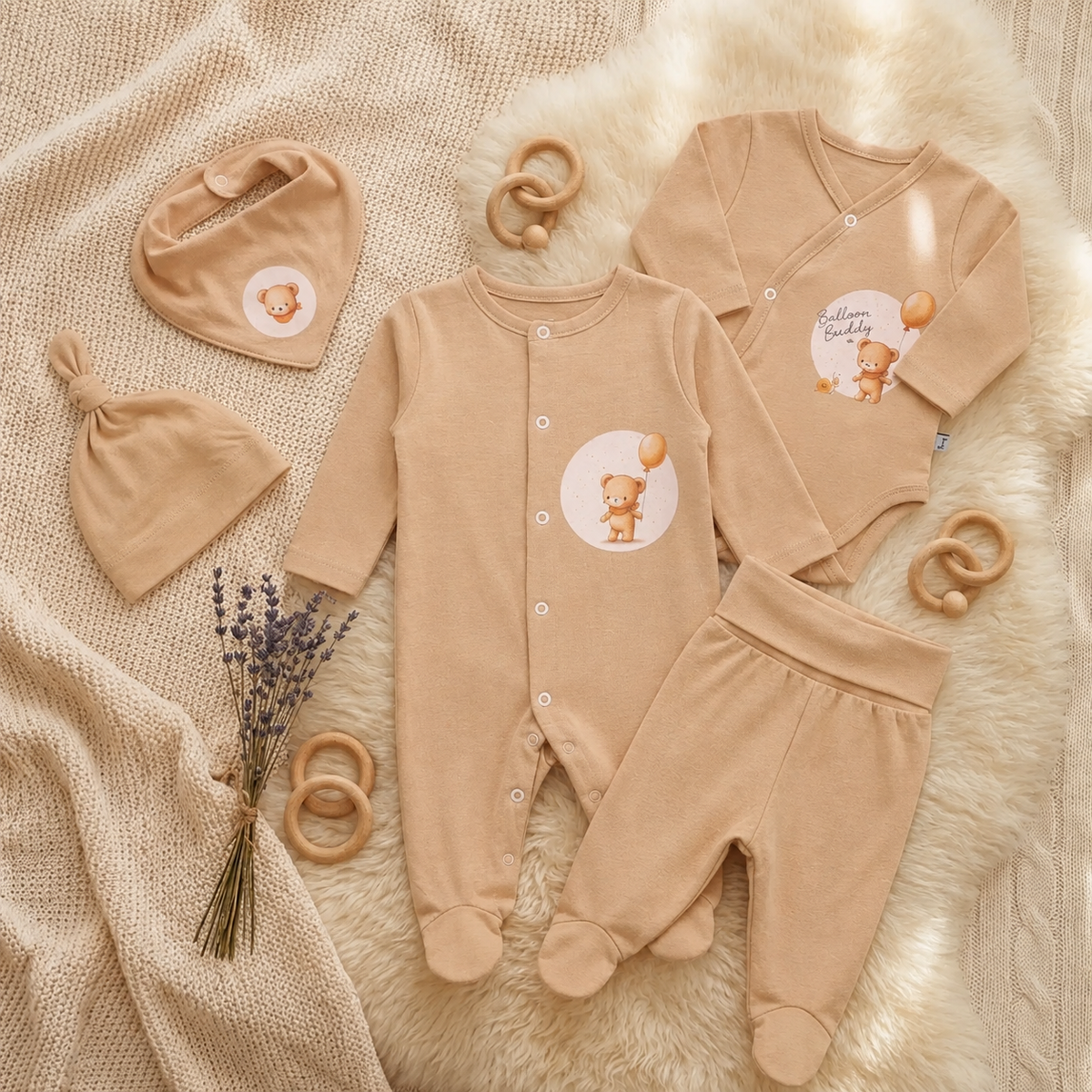 Бебешки Комплект От 5 Части 56 62 См. Balloon Buddies Мока Rainy