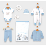 Бебешки Комплект За Изписване 8ч. Слончета Син Rainy