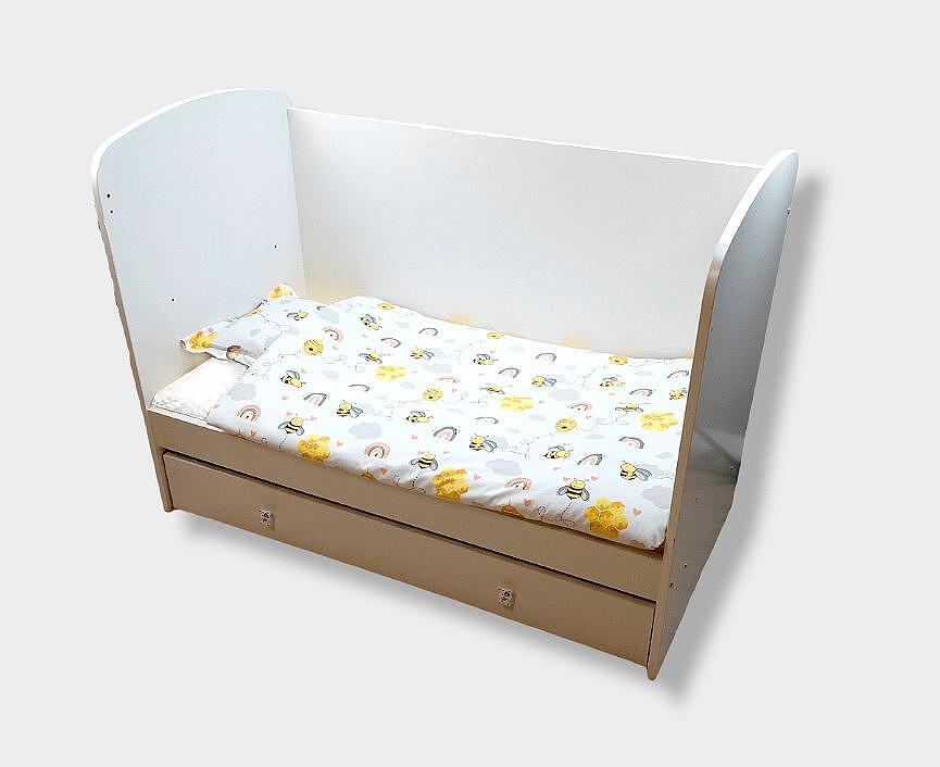 Set de lenjerie de pat pentru bebeluși Rainy, 3 piese, 60x120 cm, albină