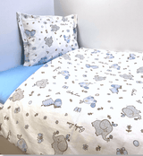Бебешки Спален Комплект 3 Части 60х120 См. Сини Зебри И Слончета Rainy
