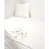 Set de lenjerie de pat Rainy Baby 3 piese 60x120 cm. Ursuleți stele ecru