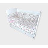 Set de lenjerie de pat Rainy Baby 5 piese 60x120 cm. Animale roz