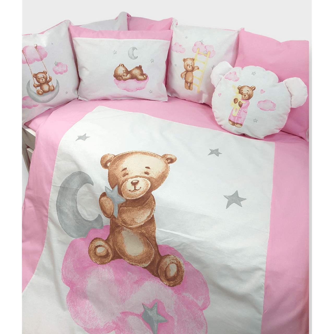 Rainy Бебешки Спален Комплект 7 Части Baby Bear One Size Розов