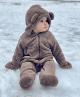Salopetă de iarnă Rainy Baby cu ursuleț de pluș 48-80 cm bej