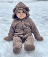 Salopetă de iarnă Rainy Baby cu ursuleț de pluș 48-80 cm bej