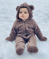 Salopetă de iarnă Rainy Baby cu ursuleț de pluș 48-80 cm bej