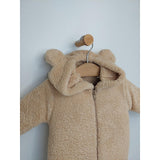 Salopetă de iarnă Rainy Baby cu ursuleț de pluș 48-80 cm bej