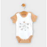 Бебешко Боди С Къс Ръкав Hello Little Bear 56 80см. Бял Мока Rainy