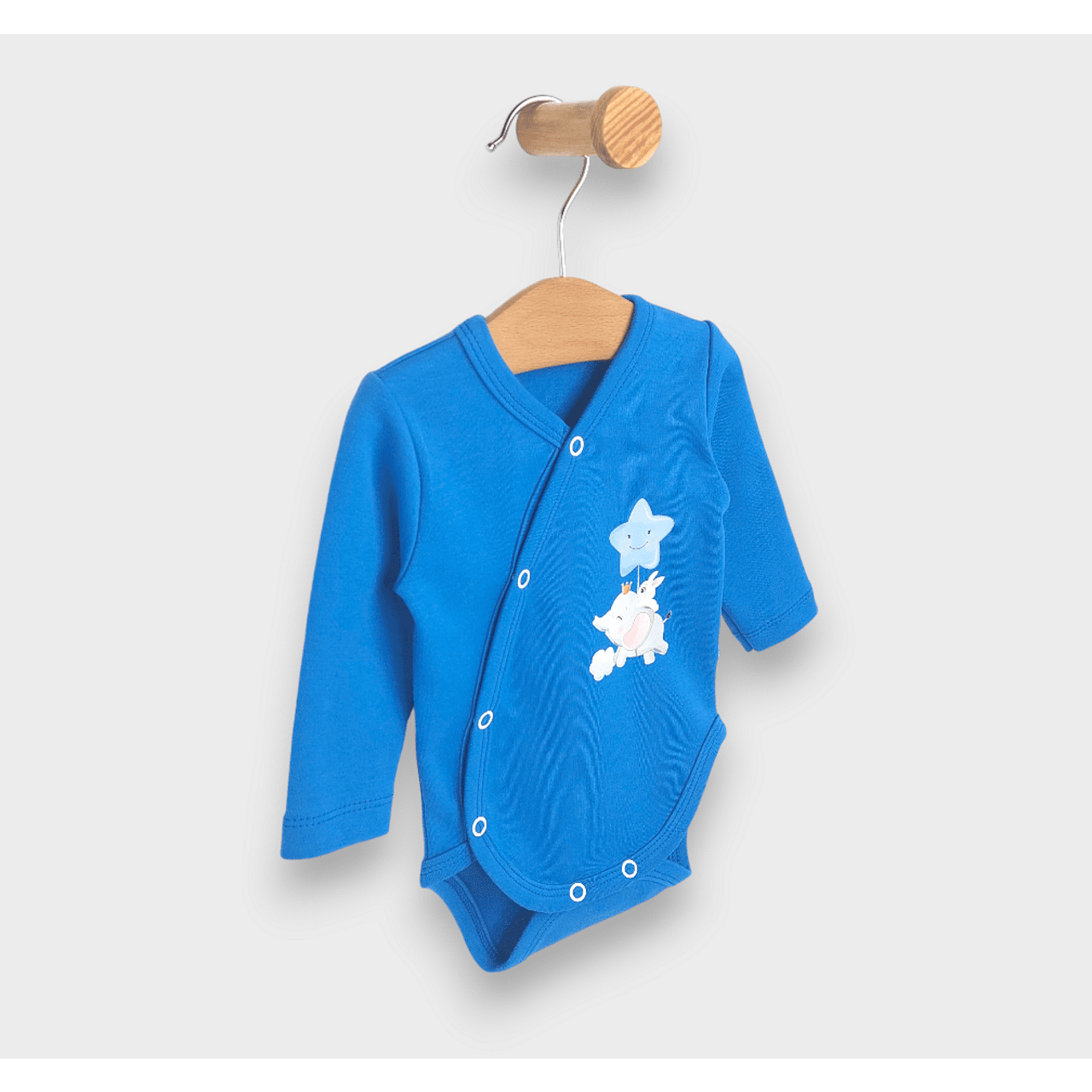 Body de ploaie pentru bebeluși cu închidere laterală, elefant cu stea, 48 - 74 cm. Cobalt