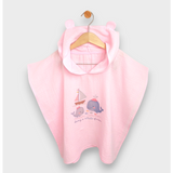 Бебешко Муселиново Пончо С Качулка Whales Pink Rainy