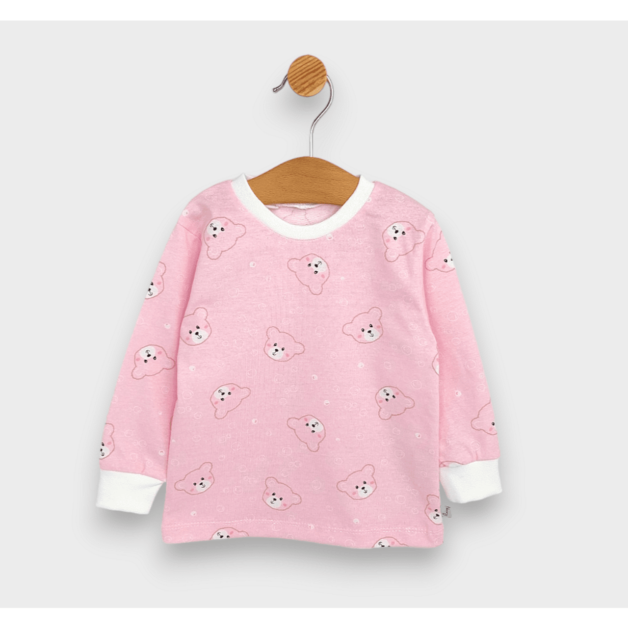Детска Пижама С Дълъг Ръкав Мече 74 110см. Розов Rainy