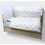 Обиколник За Бебешка Кошара 60х120 См. Сини Зебри И Слончета Rainy