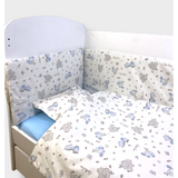 Обиколник За Бебешка Кошара 60х120 См. Сини Зебри И Слончета Rainy