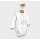 Body pentru bebeluși Rainy Premium cu imprimeu girafă și închidere laterală, 48-68 cm, alb