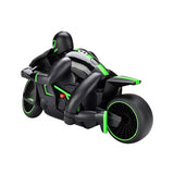 Motocicletă de drift de curse cu specificații în culoarea verde.