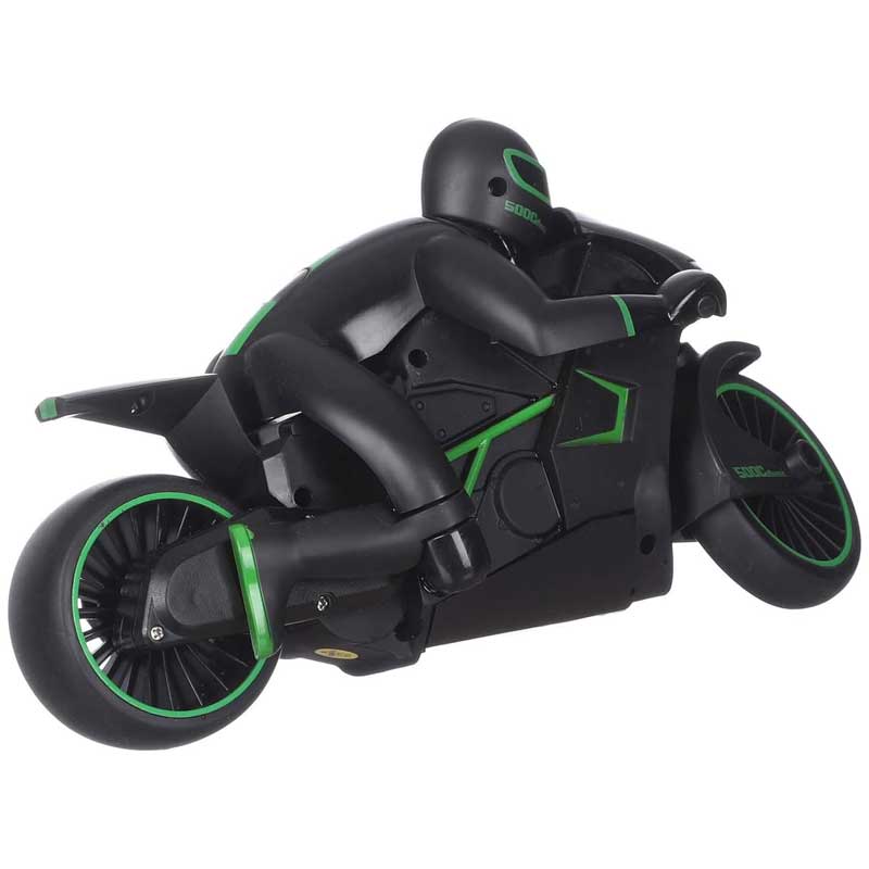 Motocicletă de drift de curse cu specificații în culoarea verde.