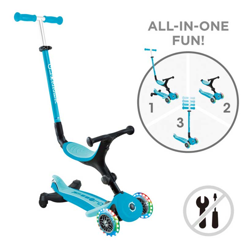 Сгъваема Тротинетка 5 В 1 Globber Go Up Active Lights 360° - Аква