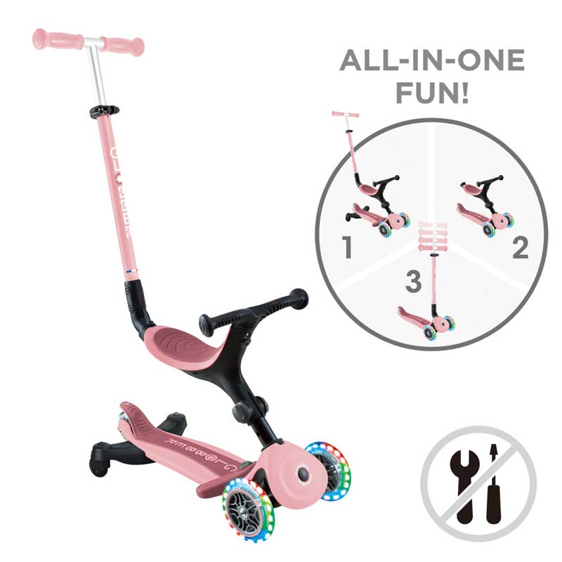 Сгъваема Тротинетка 5 В 1 Globber Go Up Active Lights 360° - Пастелно Розова