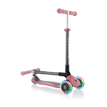 Сгъваема Тротинетка Със Светещи Гуми Globber Primo Foldable Lights Пепел От Рози -  -  - BebeMama