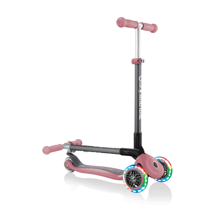 Сгъваема Тротинетка Със Светещи Гуми Globber Primo Foldable Lights Пепел От Рози -  -  - BebeMama