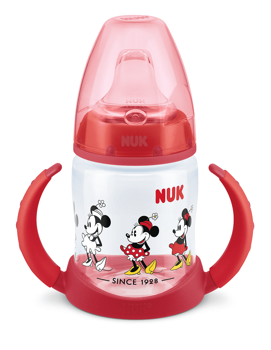 Nuk First Choice Рр Шише Temperature Control 150Мл. Със Силиконов Накрайник За Сок Mickey Червен