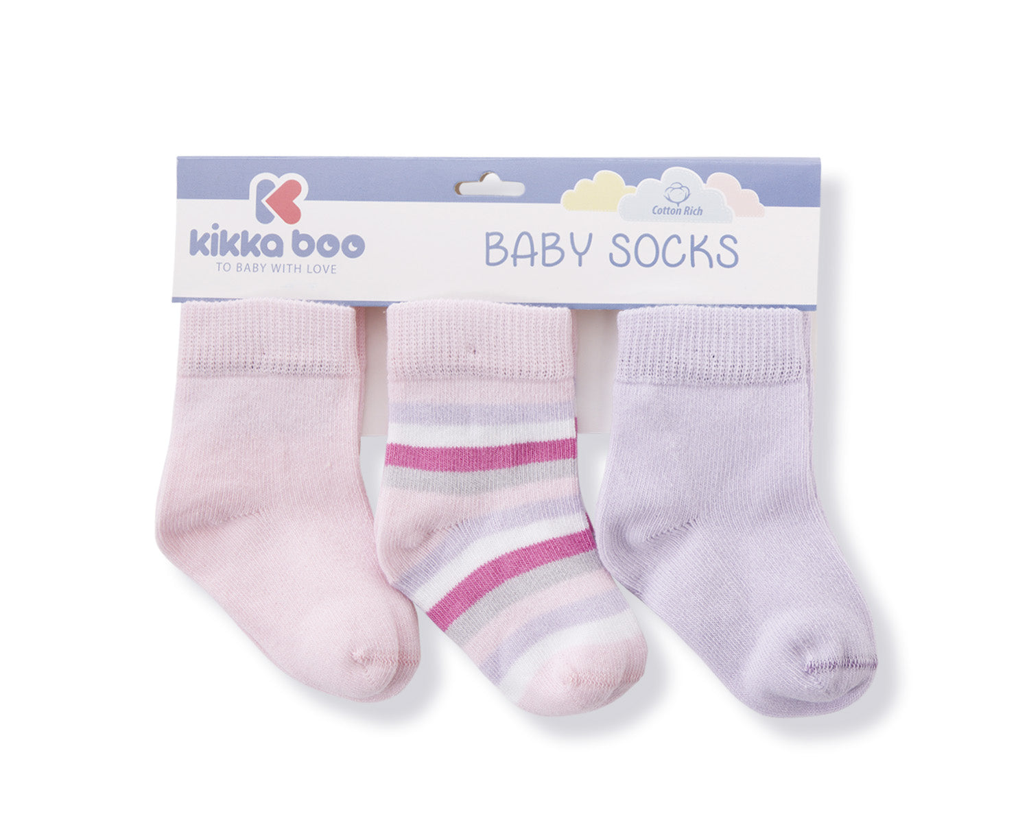 Бебешки чорапи Stripes Purple 2-3г - Чорапки - Kikkaboo - BebeMama