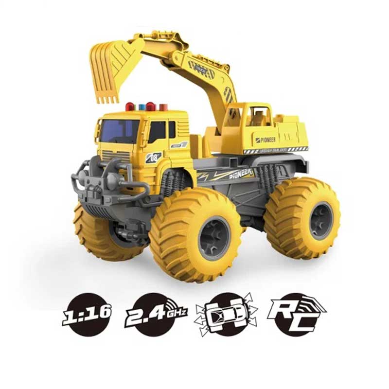 Excavator de construcții cu efecte sonore și luminoase, Rc 1:16