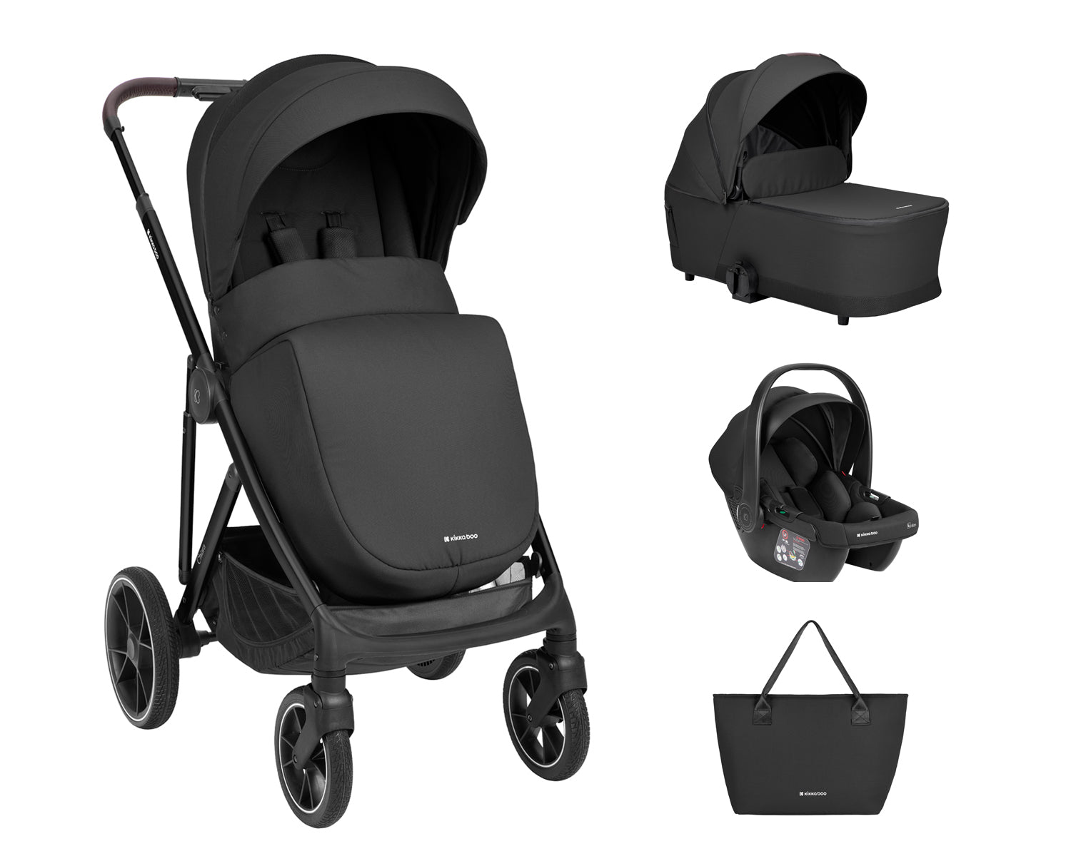 Комбинирана Количка 3в1 С Кош За Новородено Chiara Black Kikkaboo