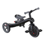 Tricicletă Globber Explorer Trike Deluxe Play 4 în 1 cu copertină, neagră.