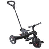 Tricicletă Globber Explorer Trike Deluxe Play 4 în 1 cu copertină, neagră.
