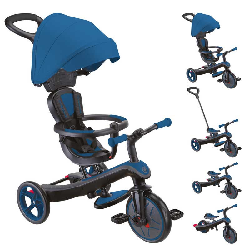 Tricicletă K 4 în 1 Globber Explorer Tricicletă cu copertină în culoarea albastru regal