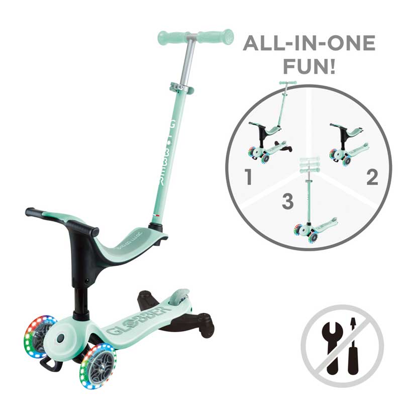 Тротинетка 4 В 1 Globber Go Up Sporty Lights 360° - Ментова